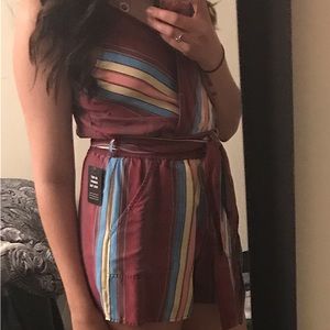 Striped Surplice Romper